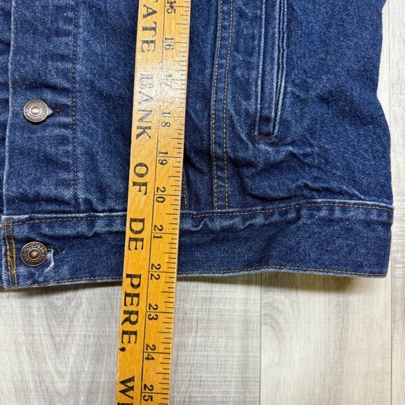 ✅Mens 44 VTG Levis Denim Trucker/Jean Jacket Dark Wash 87' USA 70506-0216 *STAIN - Picture 9 of 12
